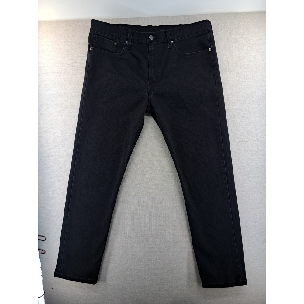 Levi's 502 Jeans Men's 36x32 Black Slim Fit Tapered Leg Stretch Blank Tab W37"
